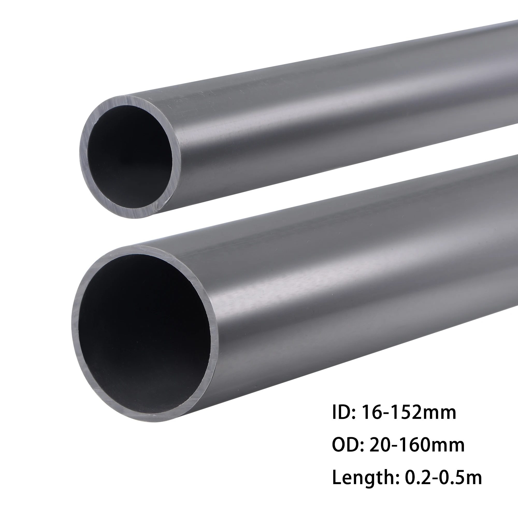 16-160mm OD PVC Pipe Light Grey PVC Rigid Round Tube High Impact for Water Pipe Cable Sleeve Garden Irrigation Watering Fittings